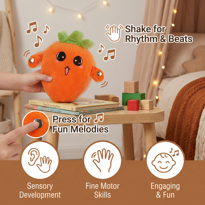 Interactive Fruit Plush Toy for Kids – Sensory Rhythm & Music Toy