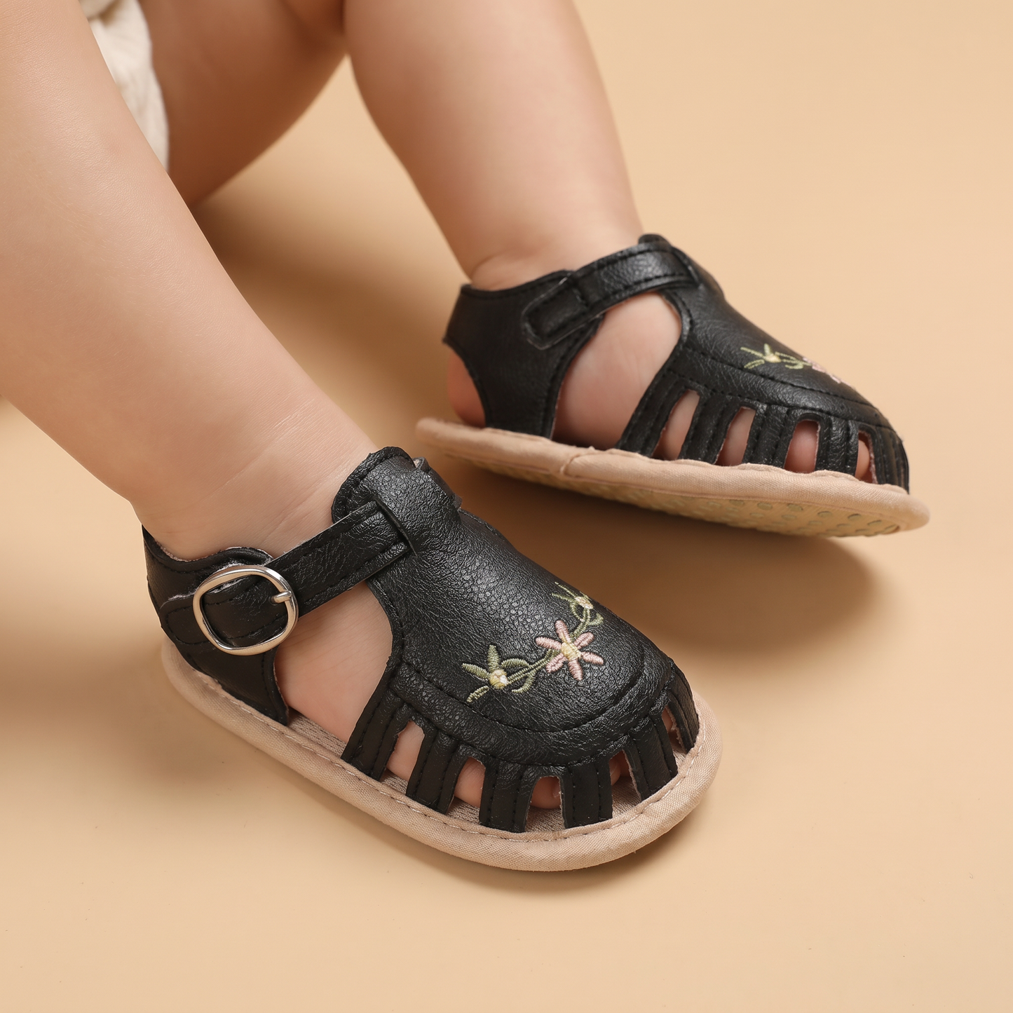 Fringe Embroidered Caged Sandals