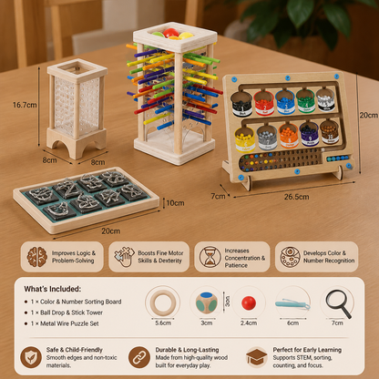 3-Piece Montessori Play and Development Puzzle Set for Children