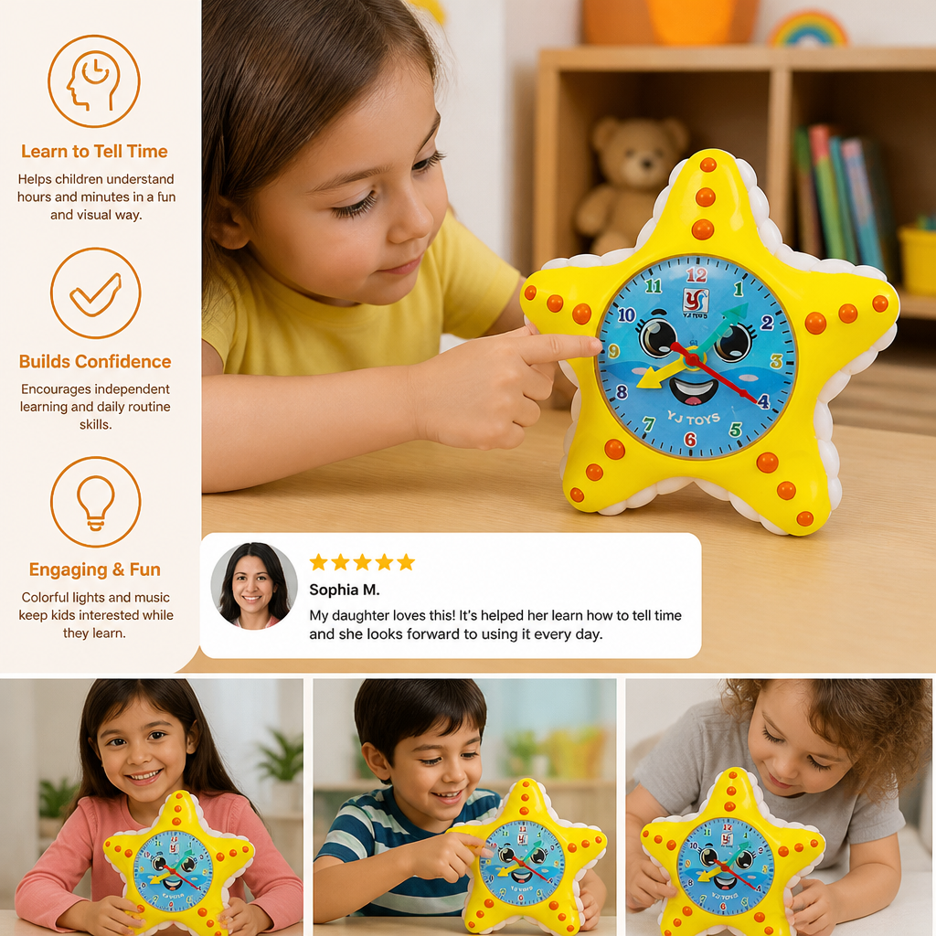Starfish Clock Learning Toy – Interactive Time Teaching Toy for Kids