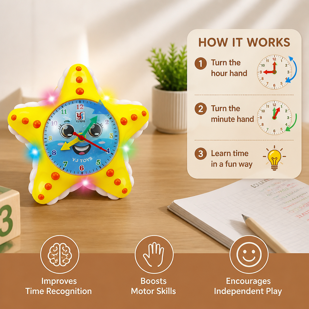 Starfish Clock Learning Toy – Interactive Time Teaching Toy for Kids