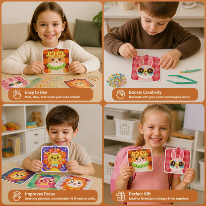 Fuzzy Pom Pom Animal Craft & Painting Kit