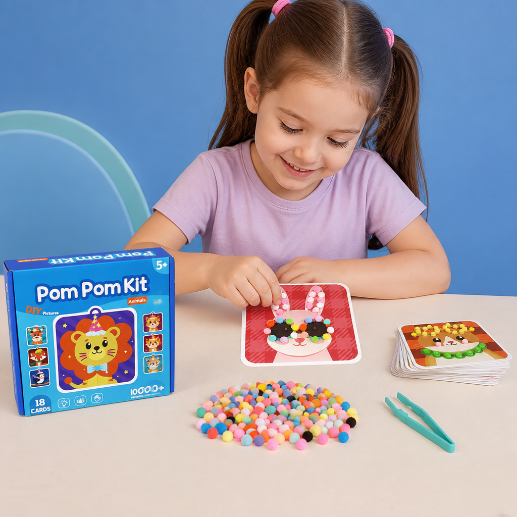 Fuzzy Pom Pom Animal Craft & Painting Kit