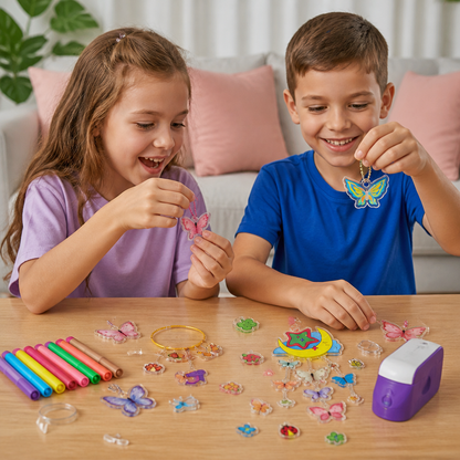 DIY Shrink Art Keychain & Charm Making Kit for Kids