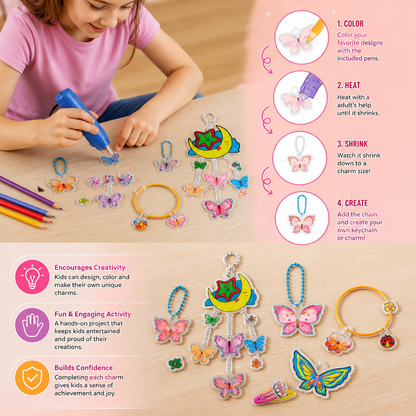 DIY Shrink Art Keychain & Charm Making Kit for Kids