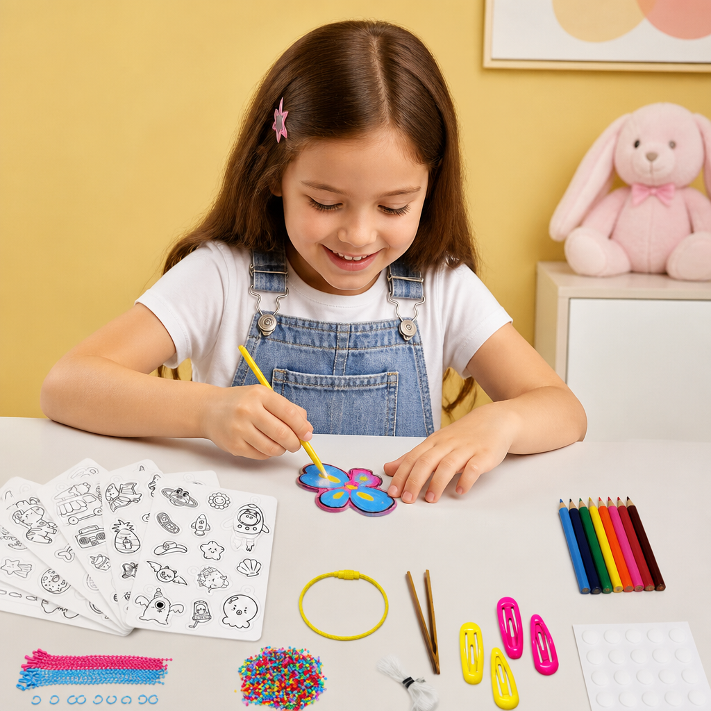 DIY Shrink Art Keychain & Charm Making Kit for Kids