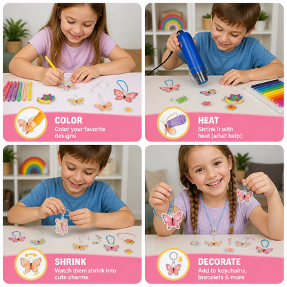DIY Shrink Art Keychain & Charm Making Kit for Kids