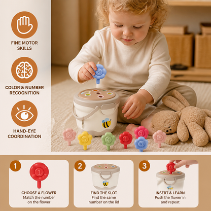 Montessori Flower Pot Color & Number Matching Learning Game