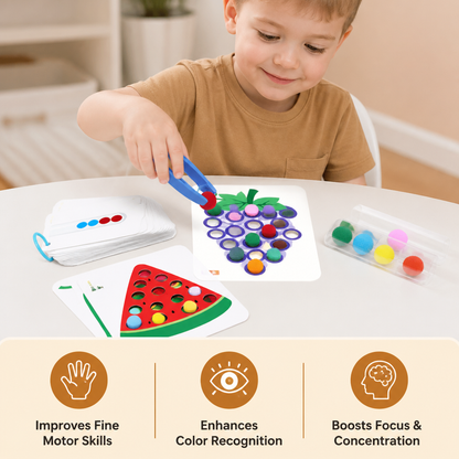 Montessori Pom-Pom Color & Numbers Learning Game for Fine Motor Skills