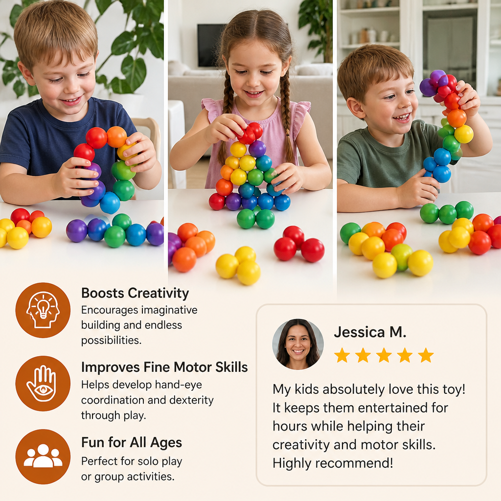 Colorful 3D Ball Building Set – Creative Construction & Fine Motor Skills Learning Toy for Kids