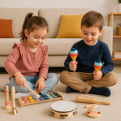 Wooden Musical Instrument Set – Montessori Percussion & Rhythm Learning Toys for Kids
