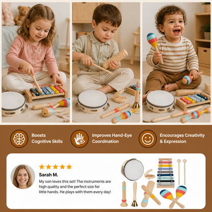 Wooden Musical Instrument Set – Montessori Percussion & Rhythm Learning Toys for Kids