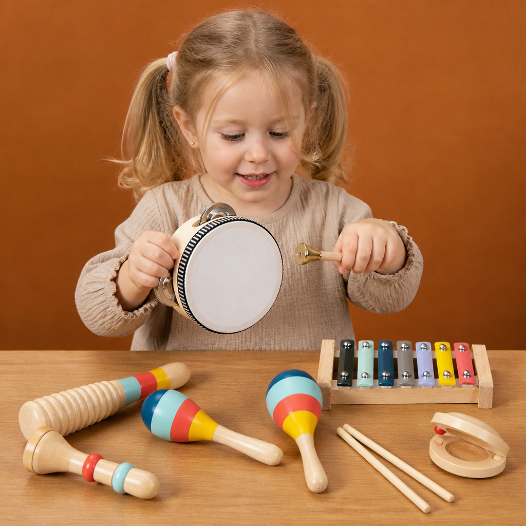 Wooden Musical Instrument Set – Montessori Percussion & Rhythm Learning Toys for Kids