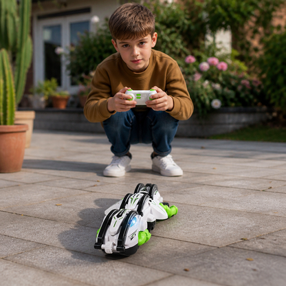 2-in-1 Remote Control Transforming Stunt Car with 360° Rotation & LED Lights