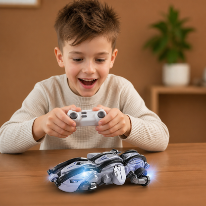 2-in-1 Remote Control Transforming Stunt Car with 360° Rotation & LED Lights