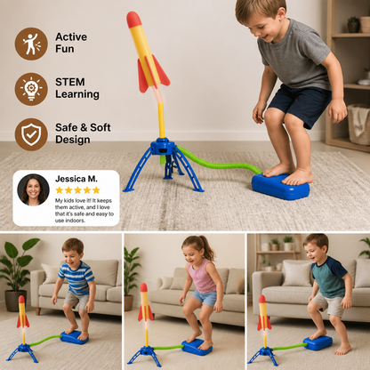 Safe & Soft Kids Rocket Launcher- Lightning Air-Powered Indoor Fun