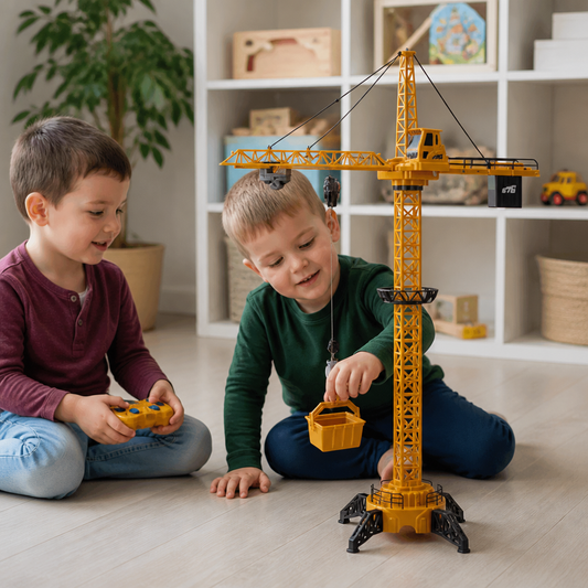 Remote Control Tower Crane – 360° Rotating Construction Toy with Lifting Function