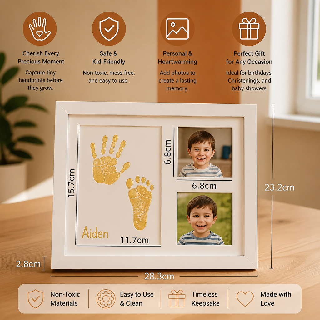 DIY Kids Handprint Keepsake Frame Kit – Hand Impression & Photo Display