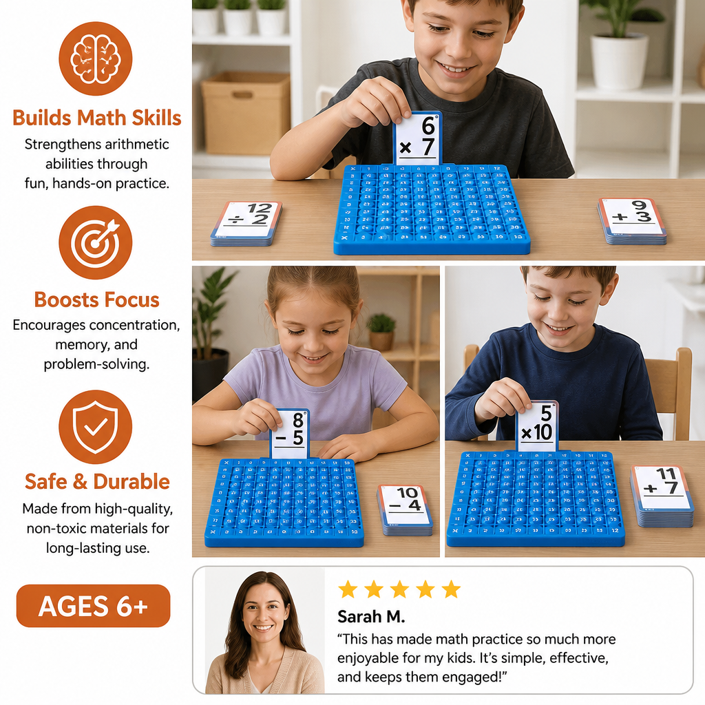 Math Learning Cards Set with Calculation Board – Addition, Subtraction, Multiplication & Division