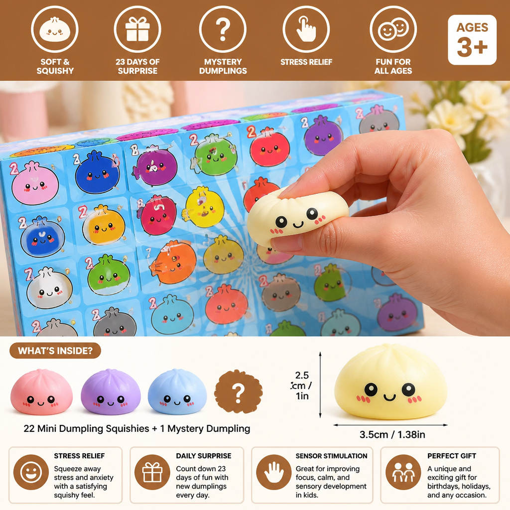 Dumpling Squishy Advent Calendar with Mystery Fidget Surprises