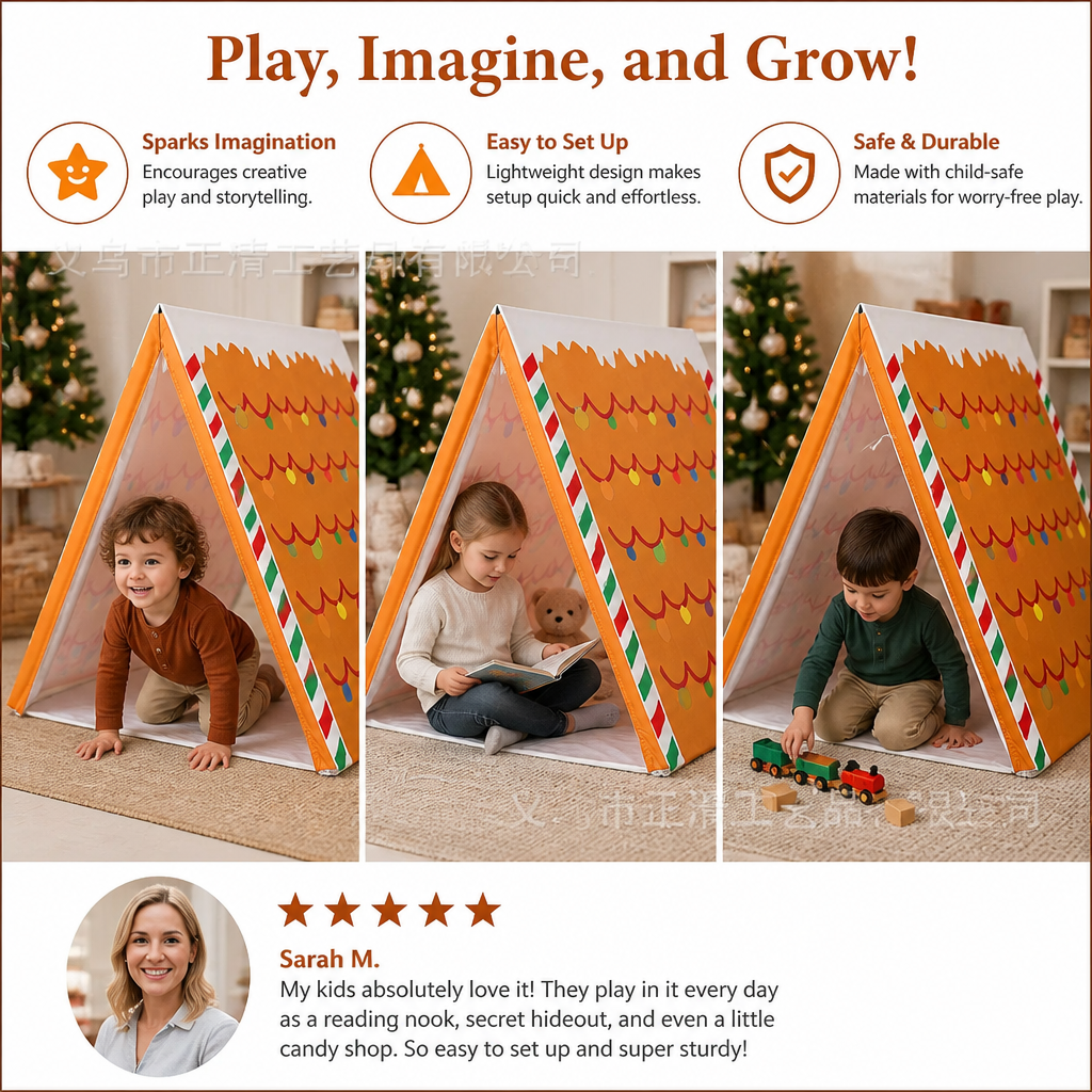 Christmas Gingerbread House Play Tent for Kids