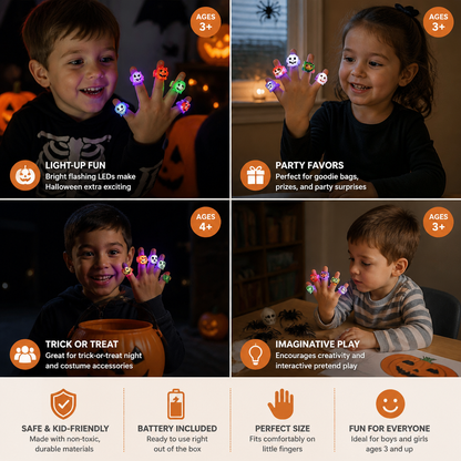 50-Pack Flashing LED Halloween Rings for Kids’ Party Favors & Treat Bags