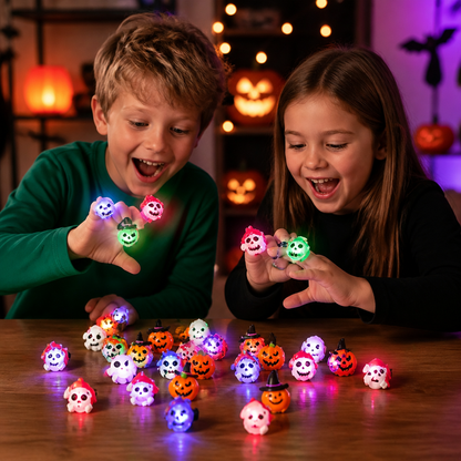 50-Pack Flashing LED Halloween Rings for Kids’ Party Favors & Treat Bags