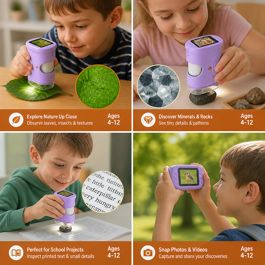 Kids’ 2-in-1 Digital Microscope & Telescope with Photo and Video Camera