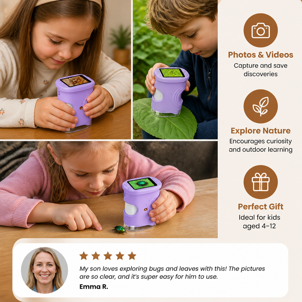 Kids’ 2-in-1 Digital Microscope & Telescope with Photo and Video Camera