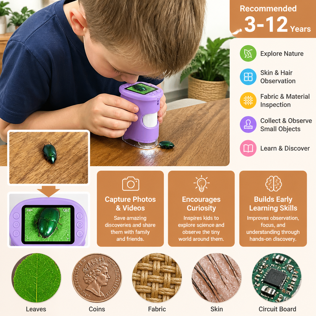 Kids’ 2-in-1 Digital Microscope & Telescope with Photo and Video Camera