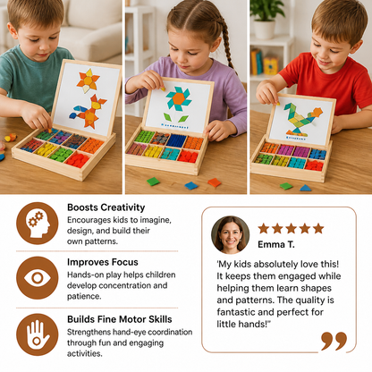 Wooden Magnetic Geometric Shape Puzzle for Kids