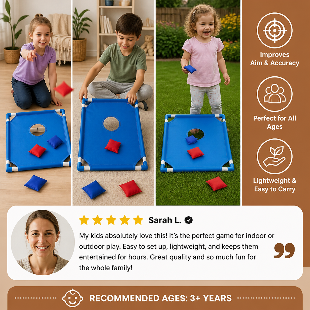 Indoor & Outdoor Two-Color Bean Bag Toss Game for Kids