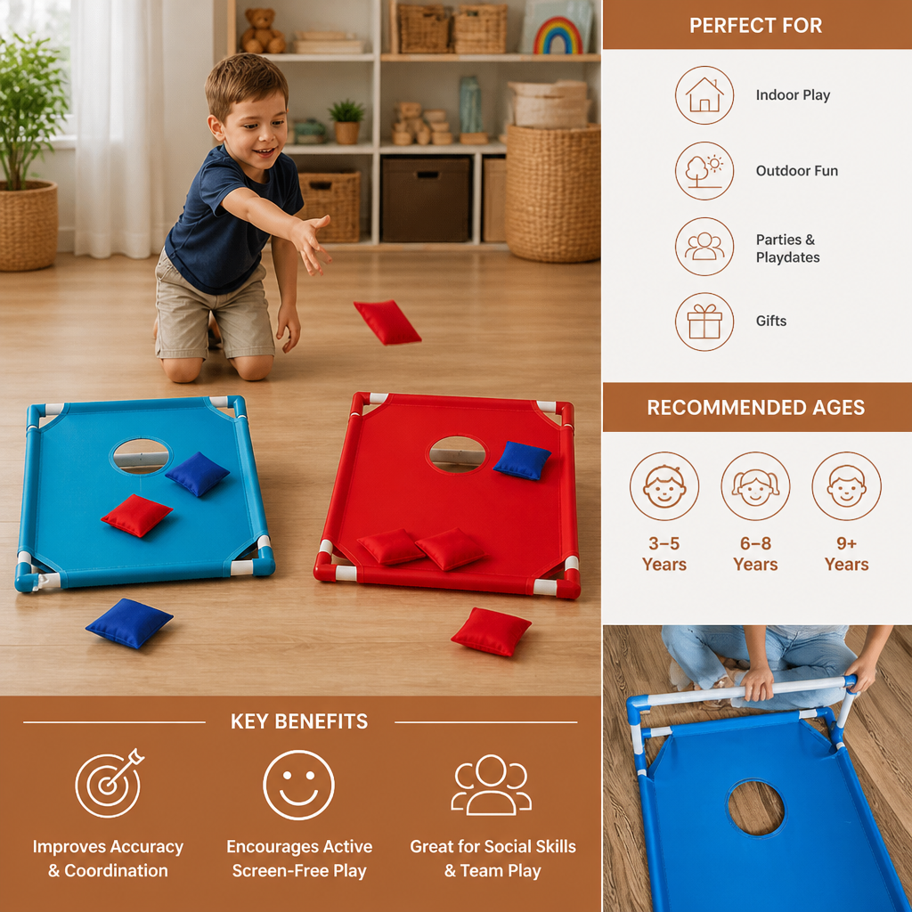 Indoor & Outdoor Two-Color Bean Bag Toss Game for Kids