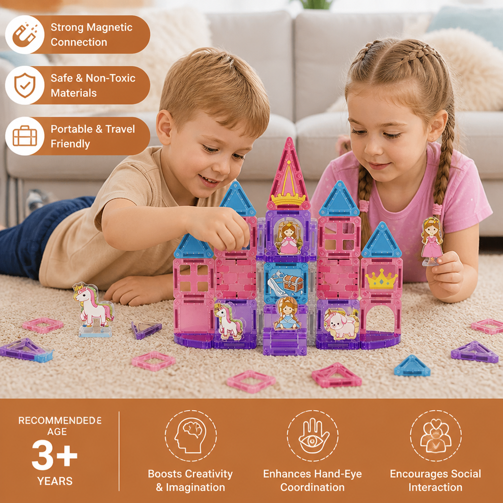 Princess Castle Travel Play Set with Compact Metal Storage Box