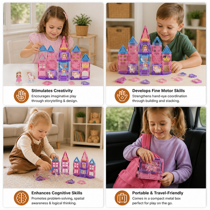 Princess Castle Travel Play Set with Compact Metal Storage Box