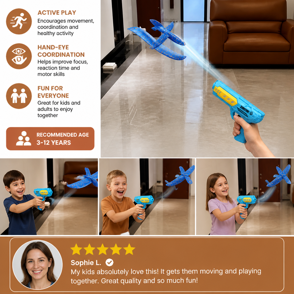 Foam Glider Airplane Launcher Set