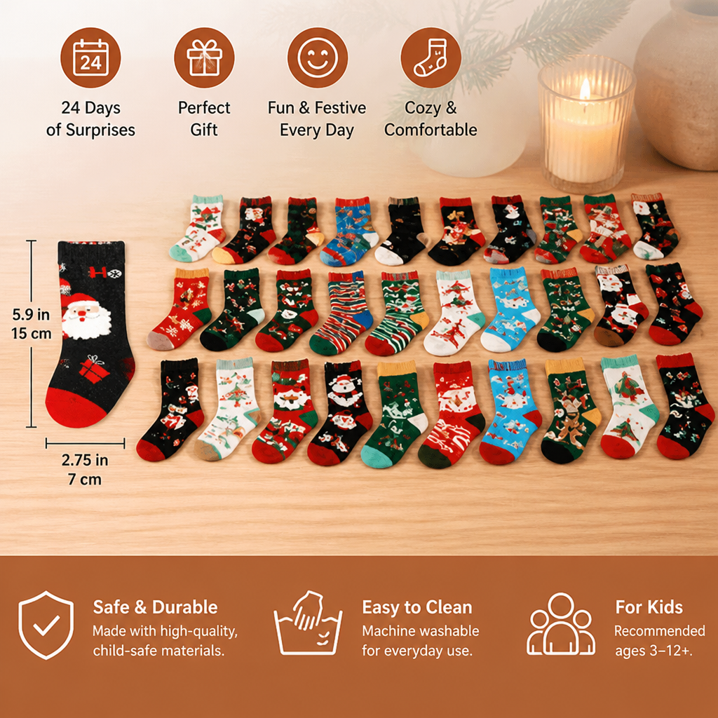 24-Days Christmas Socks Advent Calendar