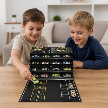 48-Piece Mini Die-Cast Pull-Back Car Set with Storage Container Box