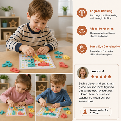Montessori Wooden Shape Matching Puzzle – Color & Logic Brain Training Game