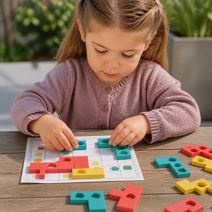 Montessori Wooden Shape Matching Puzzle – Color & Logic Brain Training Game