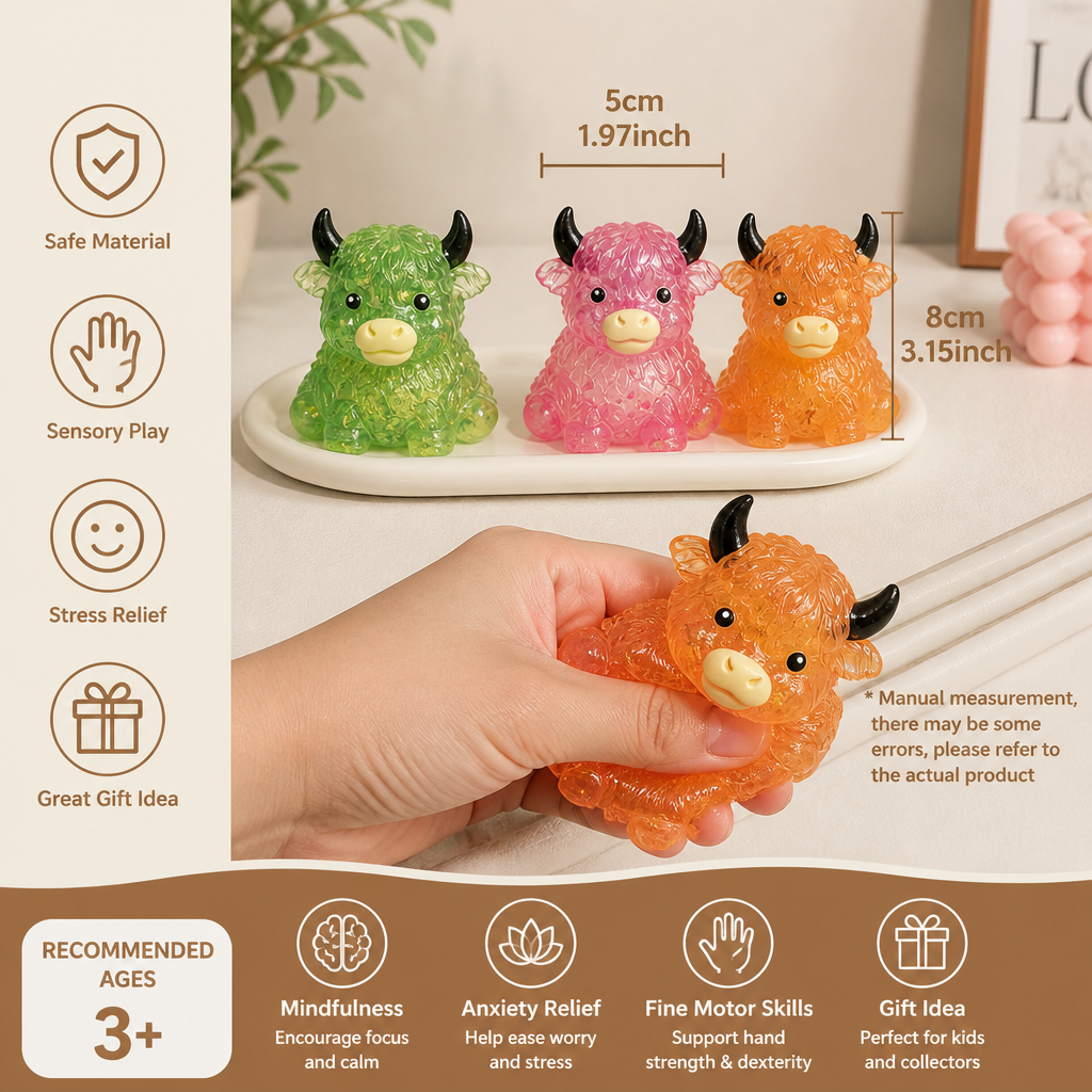 Mini Highland Cow Squishy Stress Relief Toy