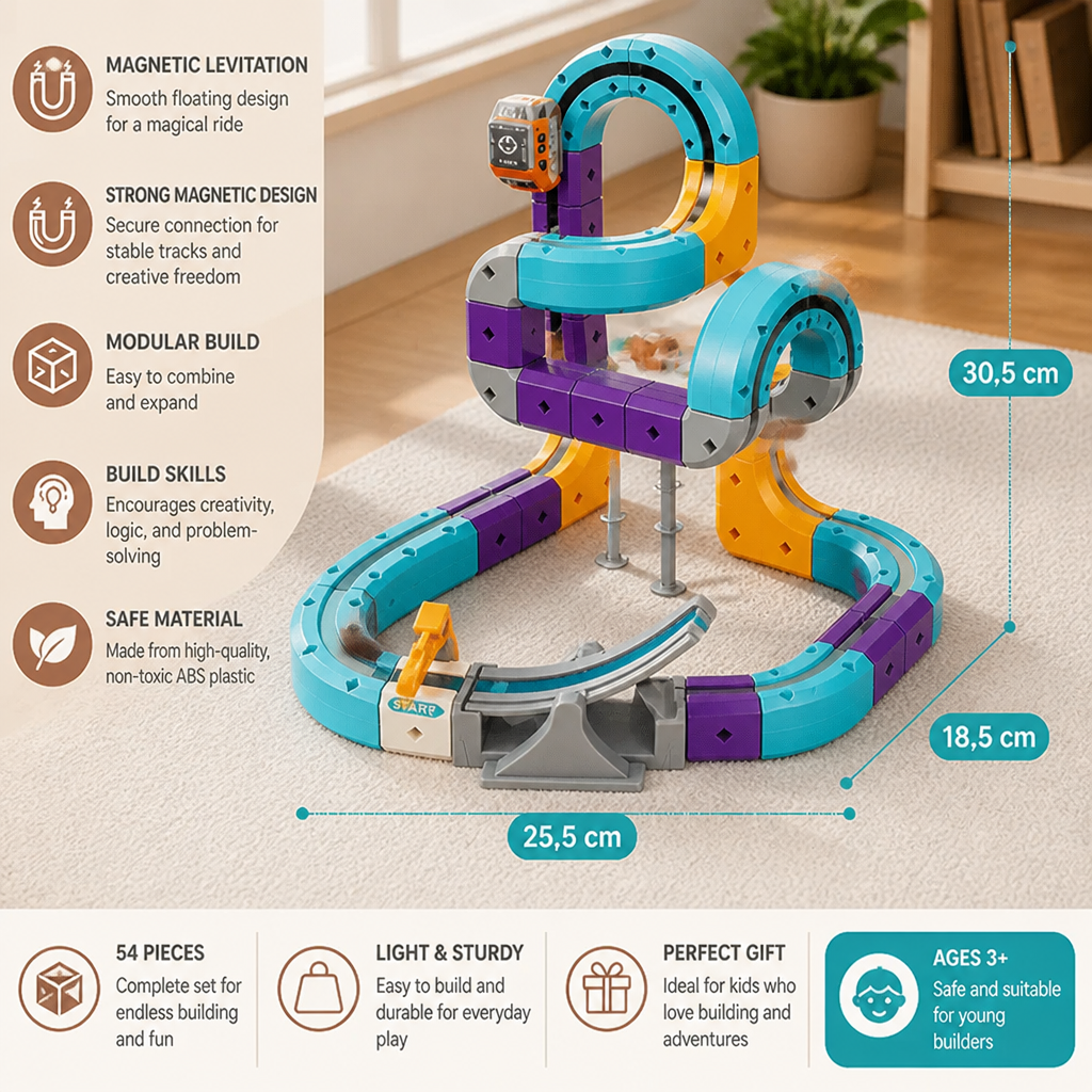 DIY Gravity Cube Track Building Kit with Electric Train