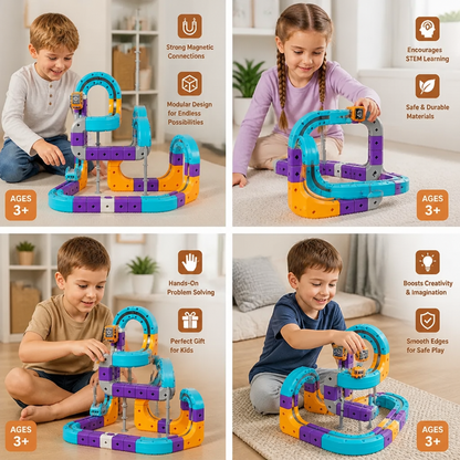 DIY Gravity Cube Track Building Kit with Electric Train