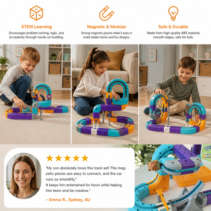 DIY Gravity Cube Track Building Kit with Electric Train