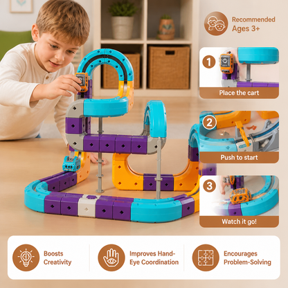 DIY Gravity Cube Track Building Kit with Electric Train