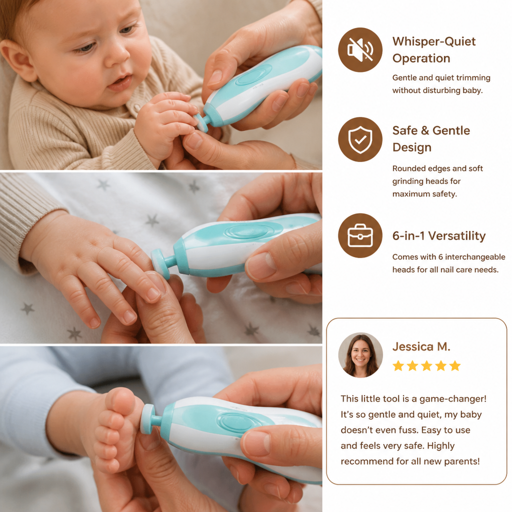 Electric Baby Nail Trimmer – 6-in-1 Nail Care Set