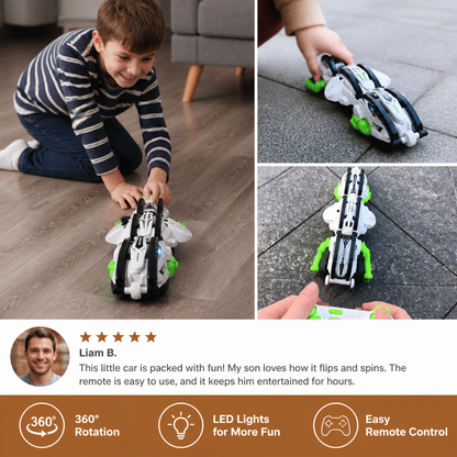 2-in-1 Remote Control Transforming Stunt Car with 360° Rotation & LED Lights