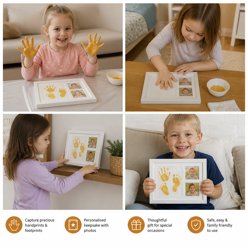 DIY Kids Handprint Keepsake Frame Kit – Hand Impression & Photo Display