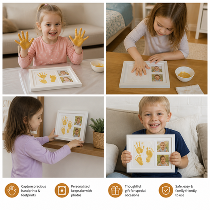 DIY Kids Handprint Keepsake Frame Kit – Hand Impression & Photo Display