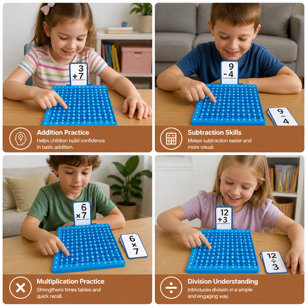 Math Learning Cards Set with Calculation Board – Addition, Subtraction, Multiplication & Division